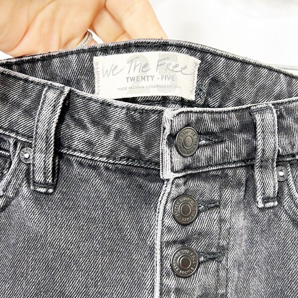 We The Free A-Line Washed Black Button Fly Distressed Denim Skirt OB792191 25 - Picture 7 of 14